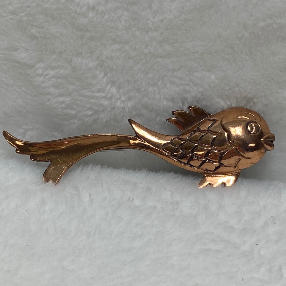 Vintage Rare‎ Renoir Copper Fish Brooch Pin Aquatic Jewelry